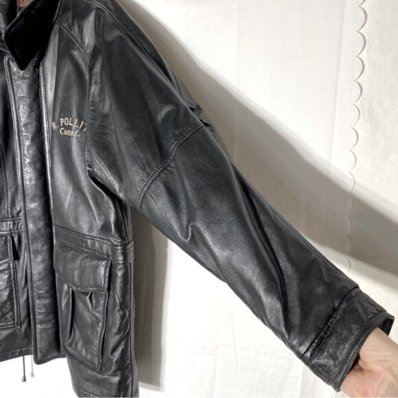 Vintage Canada Sportswear Black Lamb Leather Coat W Drawstring Waist L - Picture 14 of 16